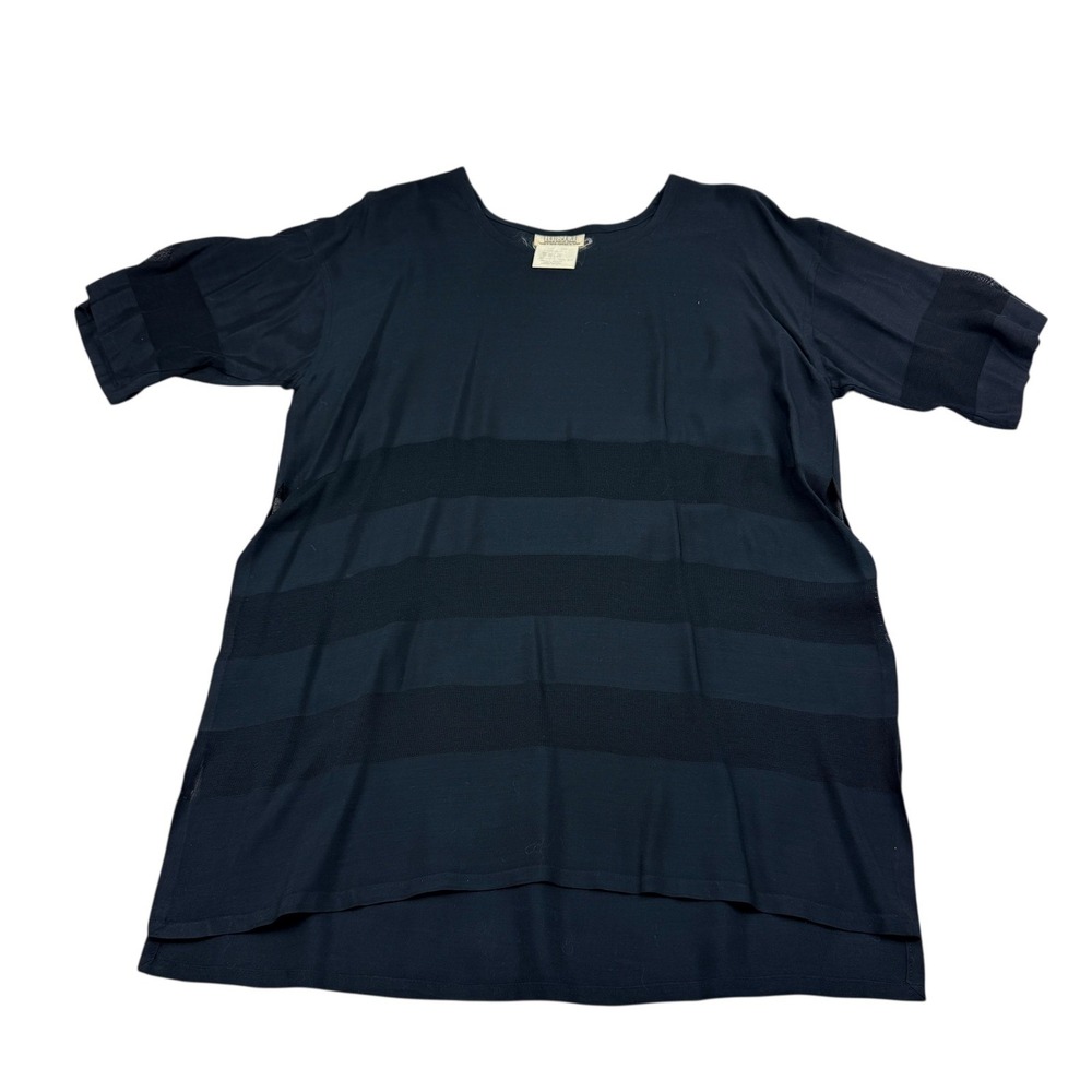 MATSUDA‎ Black Stripe Tunic Top 100% Rayon Professional Made in Japan Size L